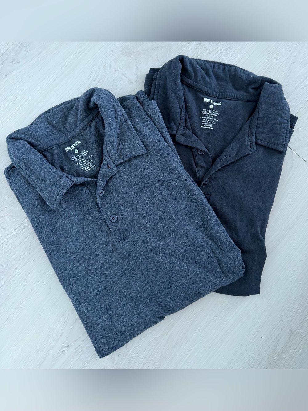BUNDLE TWO True Classic Men's Polo Shirts - Navy Marl & Navy